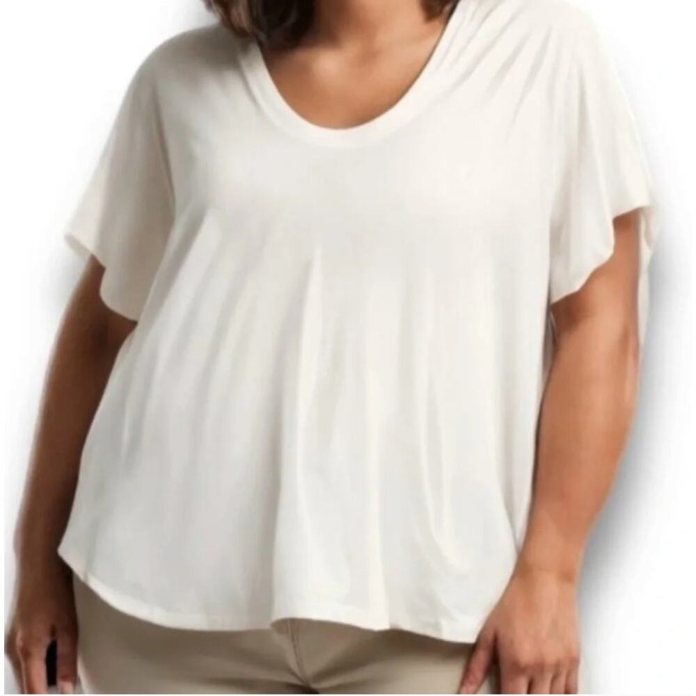 A New Day White V Neck T Shirt Size 3X Plus Cotton Short Sleeve Relaxed Fit NWT - Picture 9 of 9